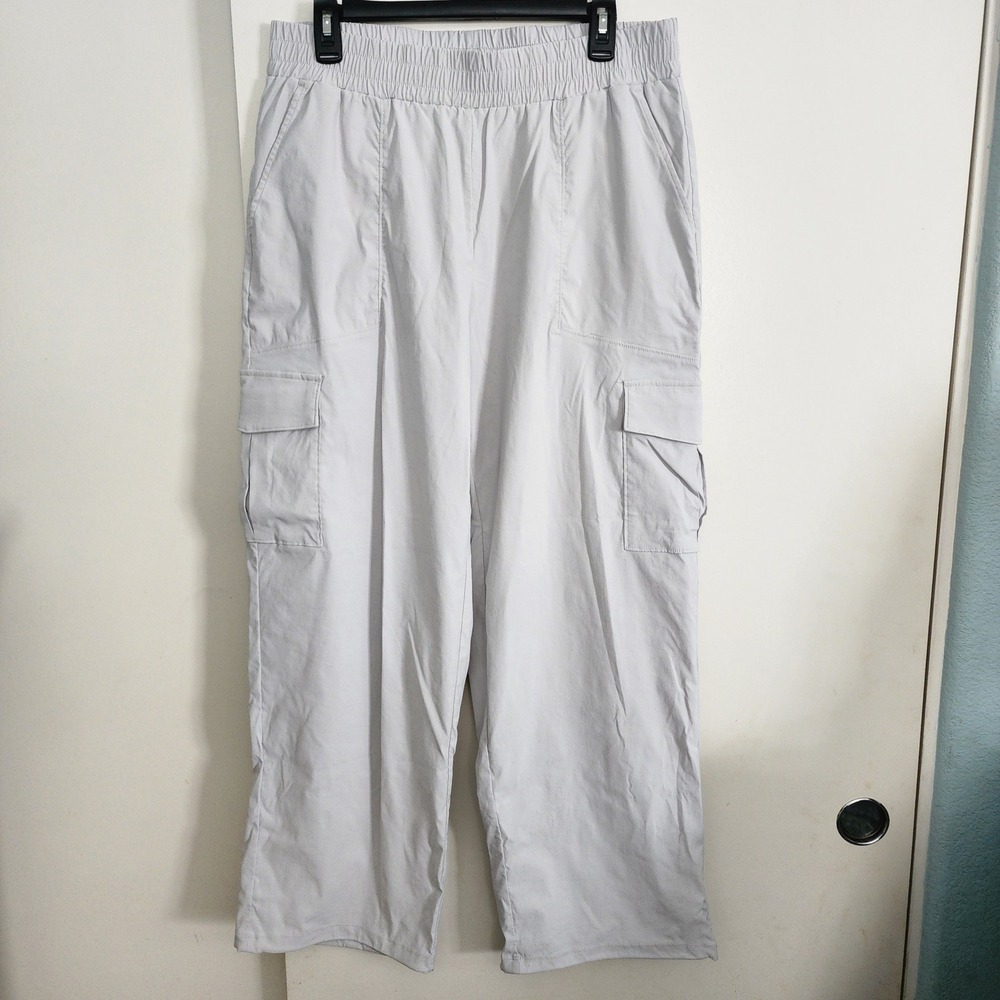 Mondetta Cargo Pants Men Large Ivory Excellent Wide Leg Elastic Waist Recycled